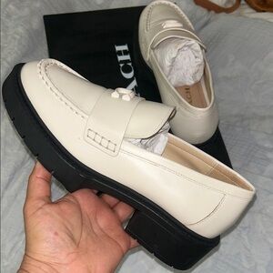 Coach Ivory and Black Platform Loafers